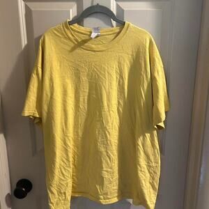 100 cotton yellow tee cottontee